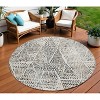 Ivory Charcoal And Beige Geometric Washable Indoor Outdoor Area Rug - 2 of 4
