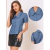 Allegra K Women's Chambray Peter Pan Collar Puff Sleeve Vintage Blouse - 2 of 4