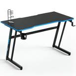 Tangkula Z-Shaped Ergonomic Gaming Desk with Headphone Hook Computer&Office Desk Blue/Red