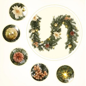 6ft Battery Operated Garland Christmas Decorations ，Battery Operated Festive Greenery for Fireplace, - 1 of 4
