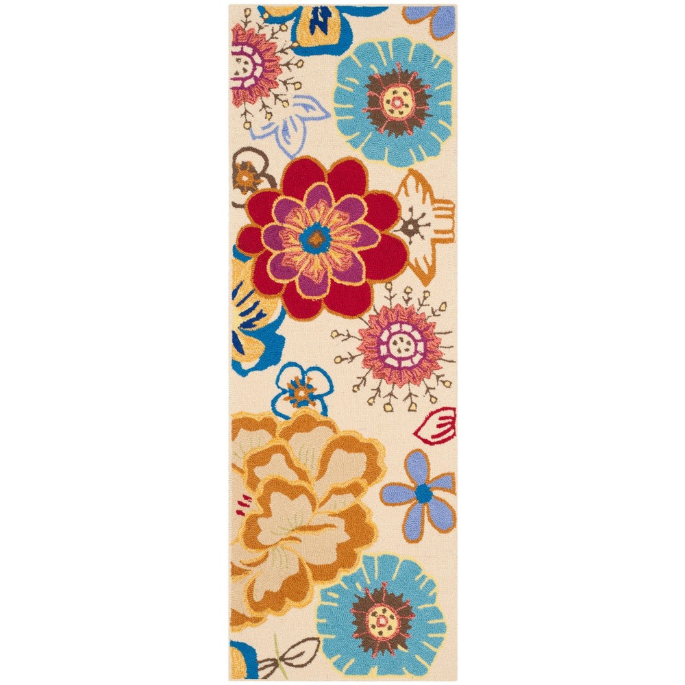 2'x6' Floral Accent Rug Ivory - Safavieh