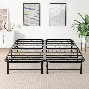 VECELO Modern Foldable Bed Frame Folding Simple Metal bed Frame 14-inch High Folding Bed Underbed Storage Easy Assembly, Black - 1 of 4