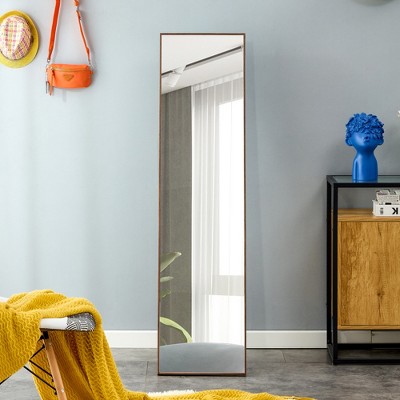 VYNXARIA 58 "x 15" Rectangular Wood frame full body mirror, dressing mirror,  decorative mirror, clothing store, floor standing mirror,Brown