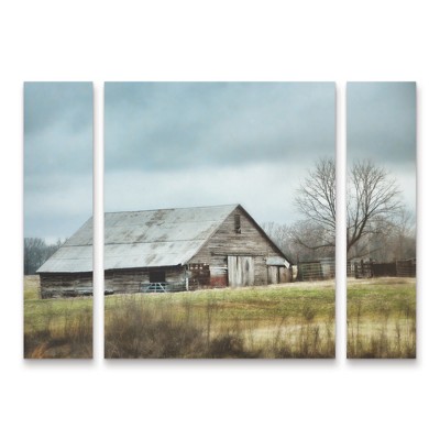 Rustic Gray Barn Canvas Wall Art Set, 24x32 Inches