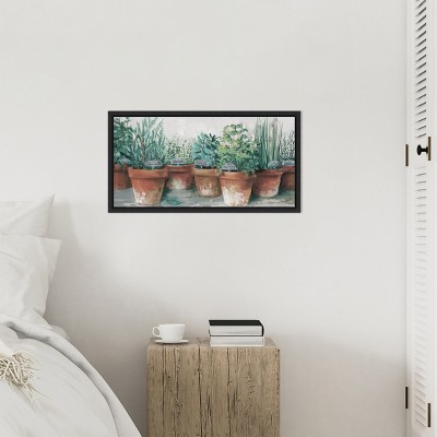 Herb Pots Still Life Canvas Print with Black Frame