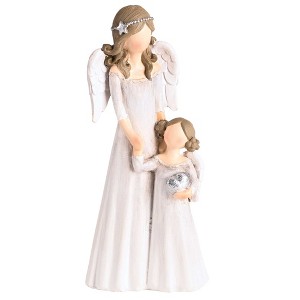 Dicksons Angel and Child White and Silver Tone 5.5 Inch Resin Christmas Tabletop Figurine - 1 of 1