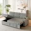 TiramisuBest Convertible 3 in 1 Sleeper Sofa and Sectional Sofa with 4 Storage Space for Living Room,Corduroy Couch With 4 pillows,Corduroy - 3 of 4