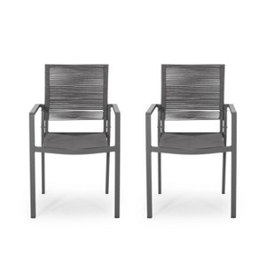 NicBex Outdoor Dining Chairs Set of 2 Modern Patio Aluminum Chairs with Rope Seat,Braided Design - 1 of 4