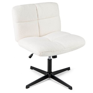 Costway Armless Office Chair with Adjustable Height 360° Rotation Soft Faux Fabric Study - 1 of 4