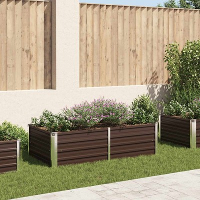 vidaXL Raised Garden Bed 63"x31.5"x17.7" Galvanized Steel Brown