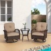 FURNIinspire Patio Seating Sets 3 Pieces Outdoor Rocking Swivel Chair Set, Patio 360 Degree Rocking Chair With Coffee Table, Khaki , 25“*29”*34“ - 2 of 4