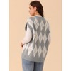 Seta T Women's Contrast Color V Neck Sleeveless Knit Loose Pullover Sweater Vest - 4 of 4