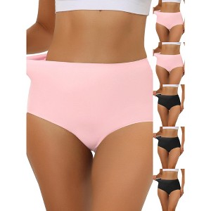 INSPIRE CHIC Women's Elastic High-Waisted Unlined Breathable No-Show Hipster Underwear 6 Packs - 1 of 4