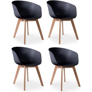 Nordlys Set of 4 Wood and Polypropylene Dining Chairs Modern Design Style Dining Room - 1 of 4
