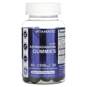 Vitamatic Vegan Ashwagandha, Natural Tart Cherry, 1,500 mg, 60 Gummies (750 mg per Gummy) - 1 of 2