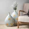 Sullivans 21.75" & 18.5" Blue Floral Capiz Vase Set of 2 - 3 of 3