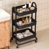 SKONYON 3 Tier Rolling Cart Utility Cart with Lockable Wheels Rolling Metal Storage Easy Move - 3 of 4
