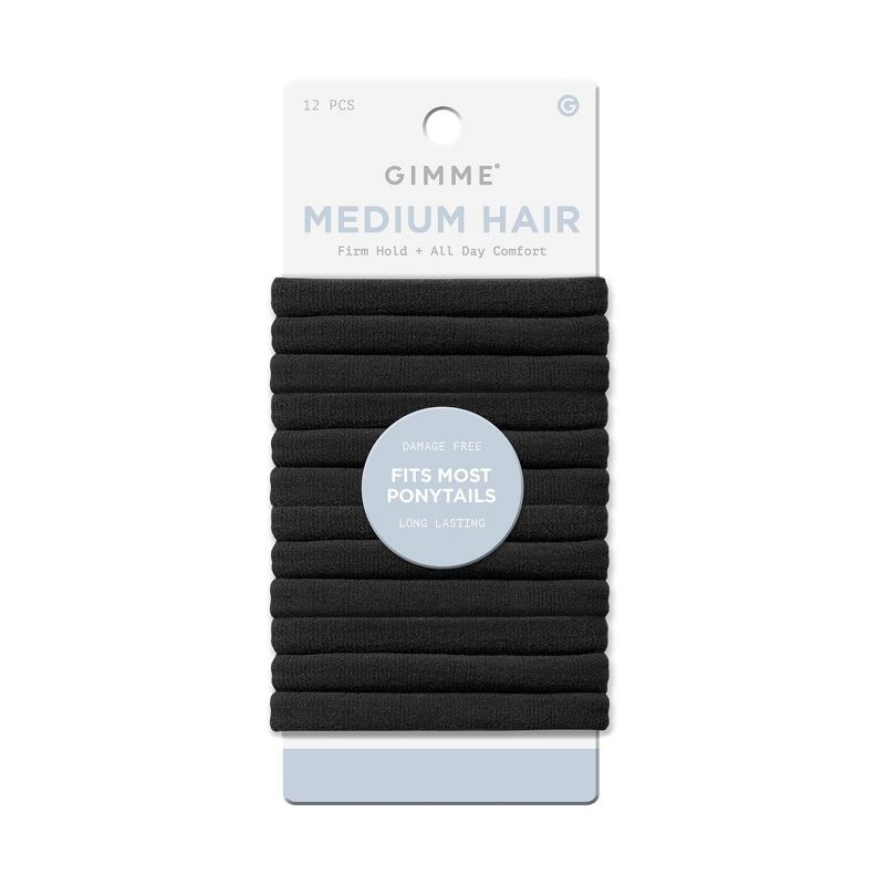 Gimme Beauty Medium Hair Tie Bands - Black - 12ct, 1 of 9