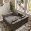 110" L-Shaped Modular 3-Seater Sectional Sofa, Grey Corduroy Boneless Couch with Deep Seat and Movable Ottoman, Comfy Cloud Sofa No Assembly Required - 2 of 4