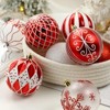 Shatterproof Christmas Ball Ornaments 16-Pack, Large Plastic Baubles for Tree, Wreath, Garland, Holiday Decor, Red/White - 2 of 4