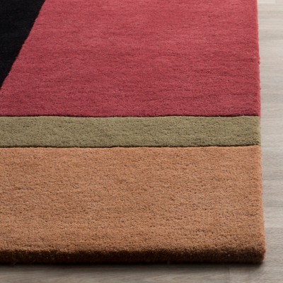 Hand-Tufted Red and Orange Wool Square Area Rug, 8'x8'