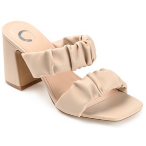 Journee Collection Womens Zoee Open Square Toe Block Heel Sandals Taupe 6.5 - 1 of 4