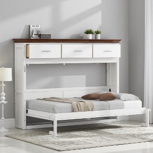 Merax Space-Saving Twin Size Murphy Bed with 3 Drawers White - 1 of 4