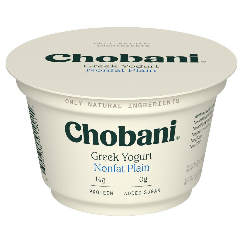 Chobani Plain Nonfat Greek Yogurt - 5.3oz, 1 of 8