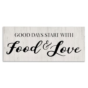 Stupell Industries Good Days Start with Food Love Kitchen Sign, 13" x 30" - 1 of 4