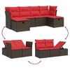 vidaXL 6 Piece Patio Sofa Set with Cushions Brown Poly Rattan - Brown without storage - 3 of 4