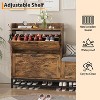 Shoe Cabinet with 2 Flip-Drawers & Storage Bench, Farmhouse Wood Freestanding Shoe Rack with 2 Hooks - 4 of 4