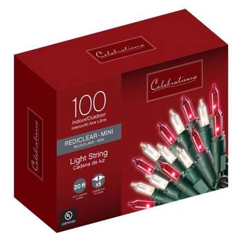 Celebrations Incandescent Mini Red and Clear 100 ct String Christmas Lights 20 ft.