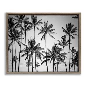 Stupell Industries Black & White Palm Trees Skyline Floating Frame Canvas Art - 1 of 4