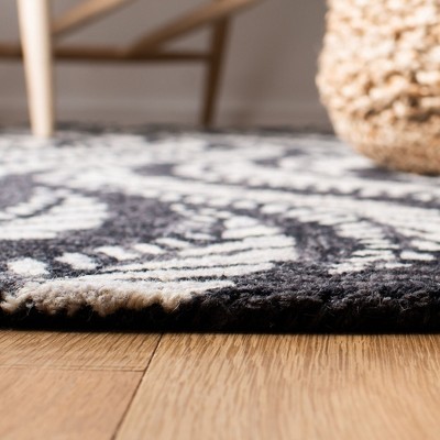 Charcoal and Ivory Hand-Tufted Wool Square Rug, 5' x 5'