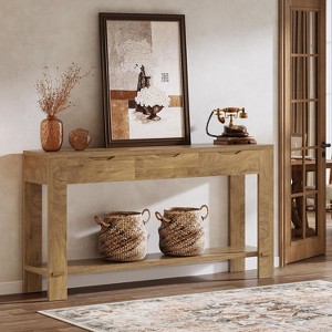 Tribesigns Console Table with 3 Drawers, 67"Long Sofa Table Behind with Storage Shelf, Narrow Entryway Furniture for Living Room, Oak Brown - 1 of 4