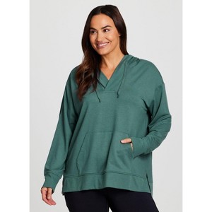 RBX Active Women's Ultra Lightweight French Terry V-Neck Hoodie Tunic Sweatshirt with Pocket - 1 of 4