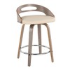 24" Mid-Century Modern Counter Stool with Swivel, Faux Leather Seat and Chrome Footrest, Set of 2 for Kitchen - 2 of 4