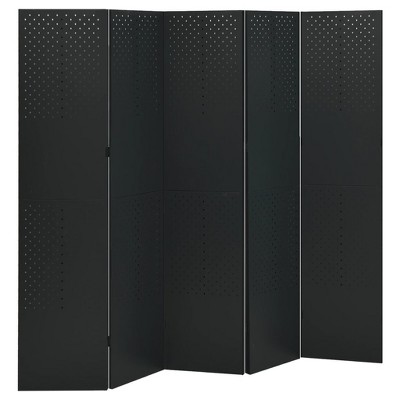vidaXL Steel Room Divider - 5-Panel Black Steel Partition for Privacy and Décor Enhancement - Foldable Design for Easy Storage - 78.7"x70.9"