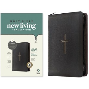 NLT Large Print Thinline Reference Zipper Bible, Filament Enabled (Leatherlike, Black Cross, Indexed, Red Letter) - (Leather Bound) - 1 of 1