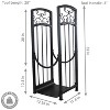Sunnydaze Indoor/Outdoor Iron Filigree Firewood Log Rack with 4-Piece Fireplace Tool Set - Black - 2 of 4