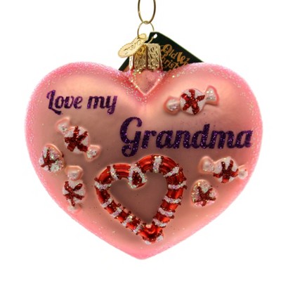 Old World Christmas 3.25" Grandma Heart Ornament Candycane Love  -  Tree Ornaments