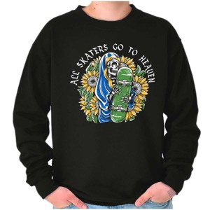 Skeleton All Skaters Go To Heaven Sweatshirt for Men or Women Brisco Brands - 1 of 4