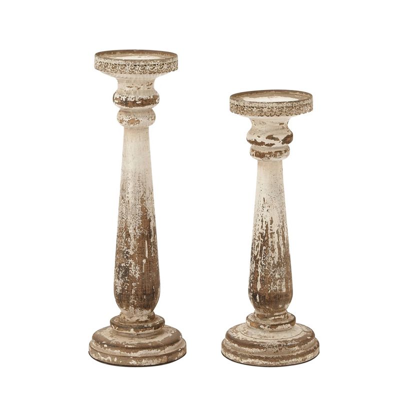 Rustic Reflections Wood Candle Holder Set 2ct - Olivia & May, 4 of 19