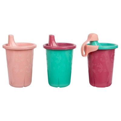 The First Years GreenGrown Reusable Spill-Proof Sippy Cups - Toddler Cups  with Straws - Pink/Teal - 6 Count