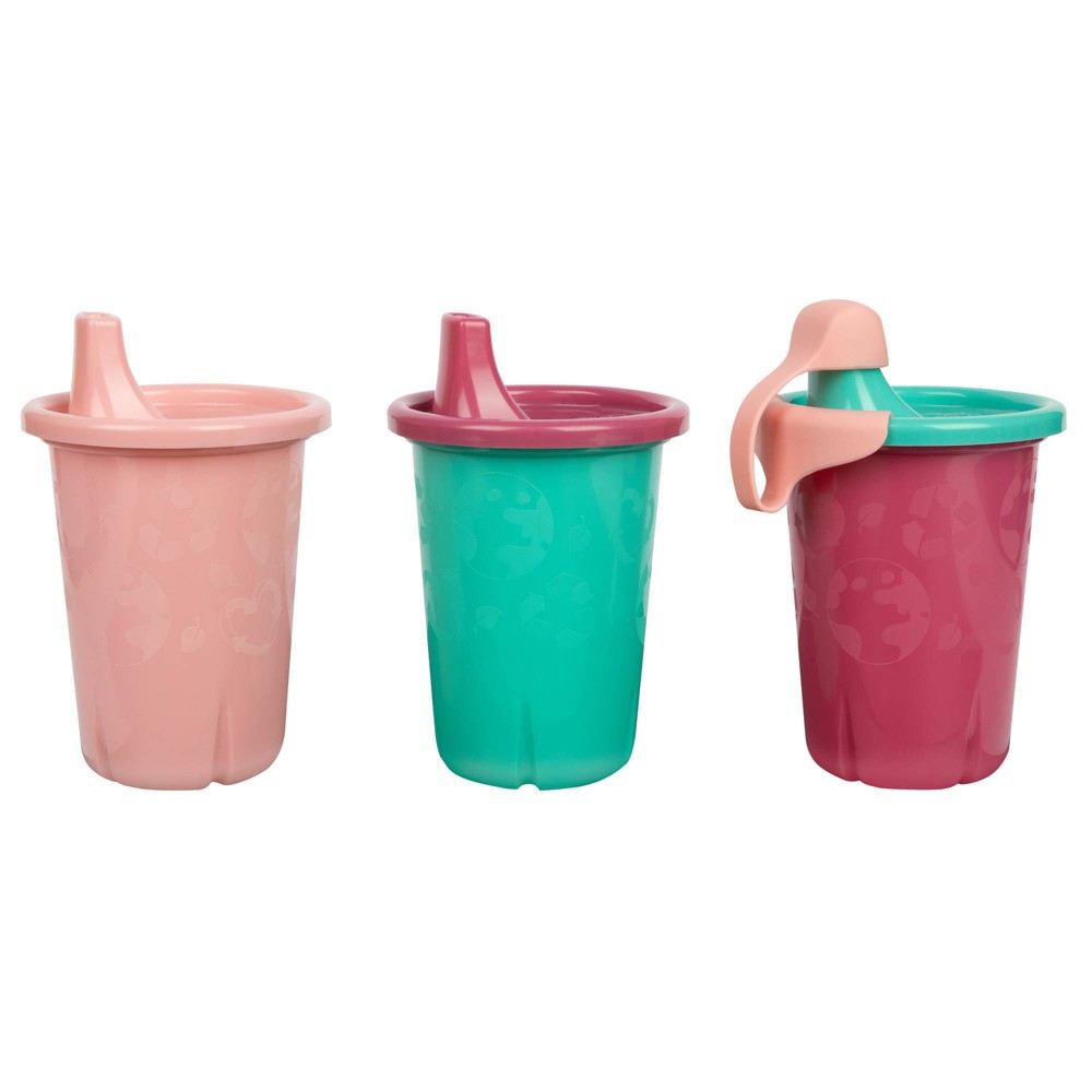 (Case of 4 packs. of 3 Counts ). The First Years GreenGrown Reusable Spill-Proof Sippy Toddler Cups - Pink - 3pk/10oz