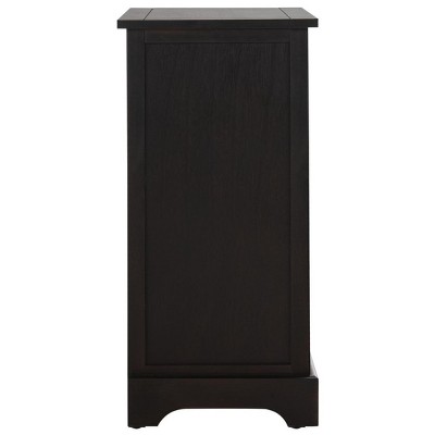 Transitional Brown Pine 3-Drawer Side Table with Woven Baskets