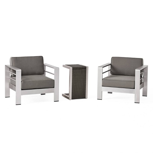 Cape coral outdoor aluminum cushioned online sofa couch by christopher knight home