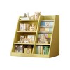Alilang 35.50 Inch Double-Sided Kids Bookshelf with Open Shelves and Tiered Book Display - Yellow - 4 of 4