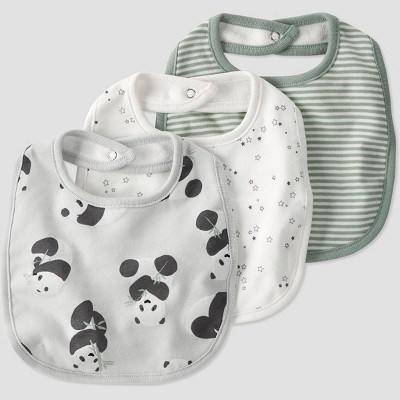 little Planet By Carter's Baby 3pk Organic Cotton Panda Bib - White/Gray