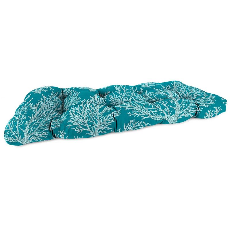 Outdoor Wicker Loveseat Cushion In Seacoral Turquoise  - Jordan Manufacturing, 1 of 10